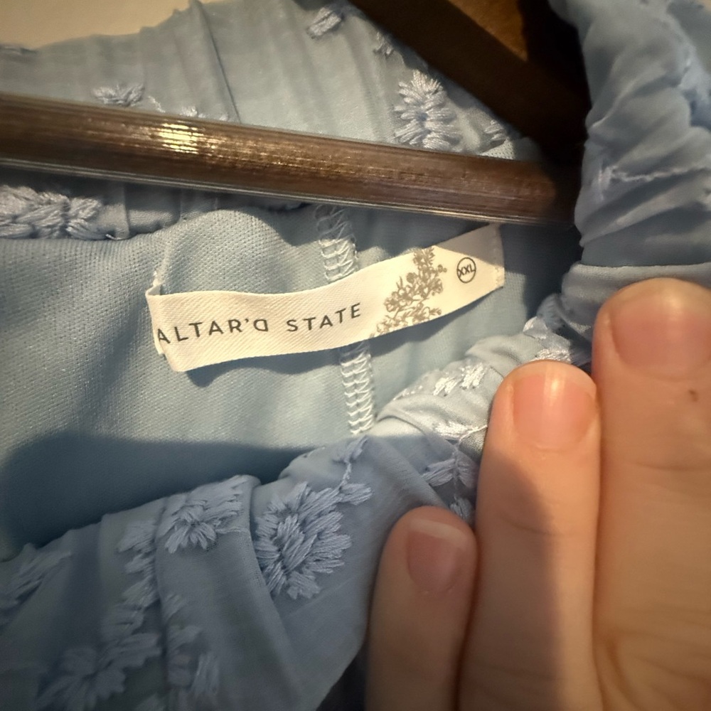 Altar'd State Blue and White Bubble Midi Skirt - Picture 3 of 3